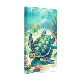 Sea Turtle Starfish Ocean Single Blank Wall Plate Cover Light Switch Cover Decorative Faceplate for Bathroom Bedroom Kitchen Room Decor Wallplate 4.5 x 2.76 Inch