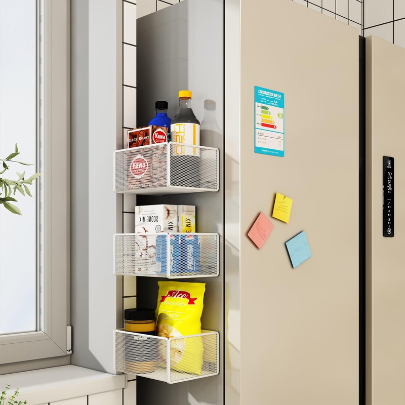 LIFEFAN Magnetic Shelf Kitchen Organiser Spice Rack Magnetic Fridge Shelf