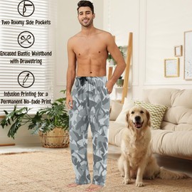 visesunny Men's Pajama Bottoms Cotton Lightweight Grey Shark Danger Shark Casual Lounge Pants with Pockets Soft Sleep Pj for Men
