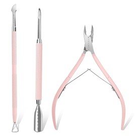 Makartt Cuticle Nipper Set with Cuticle Remover & Trimmer 3 Pieces | Prof. Rosa Nagelhaut-Set aus Edelstahl. Inkl. Doppelend-Schieber & Schaber. Ideal für Saubere, Gepflegte Nägel