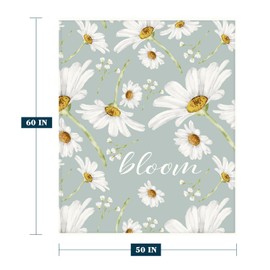 YeeJu Daisy Throw Blanket 50x60 White Floral Blanket Throw Blanket for Couch Sofa Bed Soft Cozy Lightweight Fuzzy Plush Fleece Blankets Spring Summer Flower Decorations Blanket 50 by 60