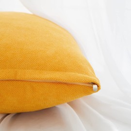 Top Finel Yellow Decorative Throw Pillow Covers Soft Chenille Large Pillowcase Solid Euro Cushion Case Square Pillow Cover 22 X 22inch for Living Room Bed Sofa, Pack of 2, Mustard Yellow