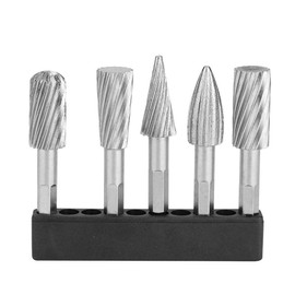 Atyhao Rotary File 1/4" Hex Shank for Carpentry Carbide Bar Router Bit Carbide Drill Polishing Tungsten Bar Set of 4 Carbide Bar Deburring Cutter for Carving, Grinding, Tungsten Machined Rotary Bar