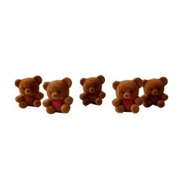 5 Pcs Miniature Flocked Plush Mini Bears Stuffed Bear Brooch Decorations for Cloth and showes and Trousers Accessory 2.6 cm/ 1 Inch (Brown， Light Brown Color)