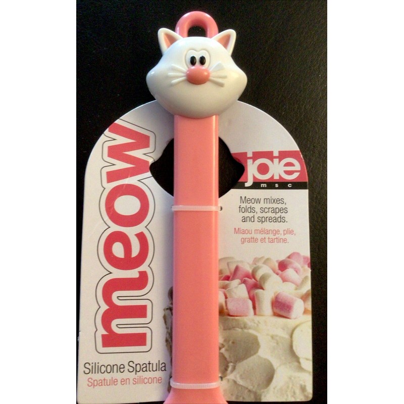 Joie Pink Meow Cat Kitten Rubber Spatula Cooking Baking White