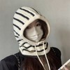 Imported Striped Knit Balaclava - Black/Beige (LF1771) Free Size/Black 4ea
