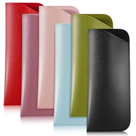 Heyu-Lotus Pack of 6 Glasses Case, Soft Glasses Case, Sunglasses Case, Leather Glasses Case, Glasses Bag, Portable for Men and Women, Colourful