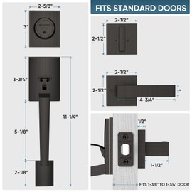 TICONN Double Front Door Handle Set, Heavy Duty Square Door Lever and Single Cylinder Deadbolt Combo for Side by Side Entrance Exterior Doors (Oil Rubbed Bronze)