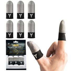 Improved Version-Visible Pure Silver Fiber&Carbon Fiber Professional Model Gaming Finger Sleeves,No Rubber Band,Maximum Touch Response,Comfortable fit, Anti-Sweat,Fit All Touchscreen Devices-6 Pack