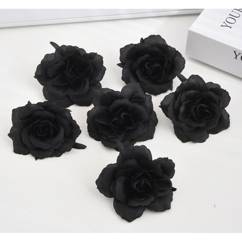 Corkwaw 25 Pcs 3 inch Artificial Rose Flower Heads,Silk Rose