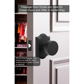 goldenwarm Black Passage Door Knobs, Zinc-Alloy Heavy Duty Closet Door Knobs, Matte Black Door Knob for Hallways Closets (6 Pack)