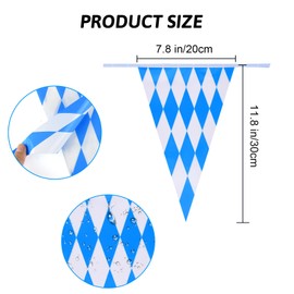 CHRORINE 99 Feet Oktoberfest Pennant Banner Bavarian Bunting Flags, Oktoberfest Decorations Party Supplies, German Party, October Festival Decorations (Blue and White)