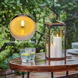 Wroxipel Waterproof Flickering Auto Timer White Plastic Flameless Candles with Candle Grease, 3" x4" 5" 6" 7" Outdoor LED Long Lasting Battery Operated Remote Control Pillar Candles, Pack of 4