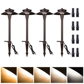 Varmtalys Low Voltage Landscape Sidewalk Lighting - 5 Color Temperature LED Pathway Lights Wired, 12v Walkway Light IP65 Waterproof, Oil Rubbed Bronze Aluminum 5W 140LM for Backyard Garden (4 Pack)