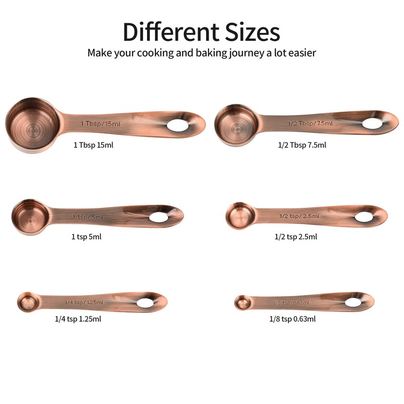 Viwehots Measuring Cups and Spoons Set, Copper Measuring Cups and