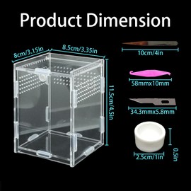 Acrylic Jumping Spider Enclosure, Arboreal Tarantula Enclosure, Small Acrylic Enclosure, Caterpillar Habitat, Bug Enclosure, Spider Cage, Plastic Terrarium(3.1X3.3X4.5 inch)