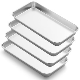 JMU 4 Pack 304 Stainless Steel Surgical Tray, 8.7"x4.5"x0.9" Thickening Dental Tray, Professional Medical Procedure Tray