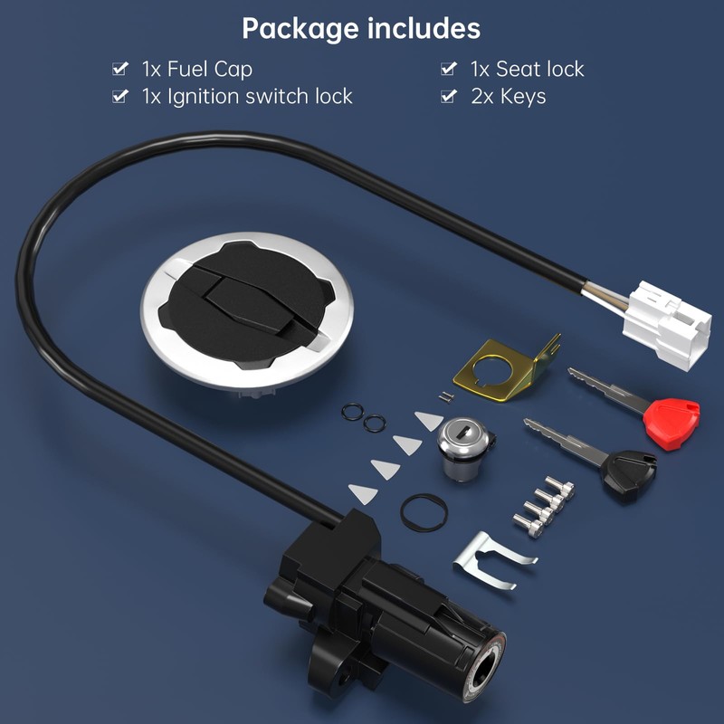 Artudatech Ignition Switch Cylinder Fuel Gas Tank Cap Cover Lock