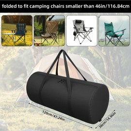 Lyreh Camping Chair Replacement Bag, 47.24x14.96in Heavy-Duty Wider Outdoor Camping Chair Storage Bag with Double-Handle Straps and Zipper for Hammock Yoga Mat Fishing Poles Tent(Black)