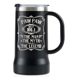Onebttl Pawpaw Gifts Stainless Steel Beer Stein Tumbler, Paw Paw 24oz Beer Mug with Lid for Father's Day, Christmas - Man Myth Legend