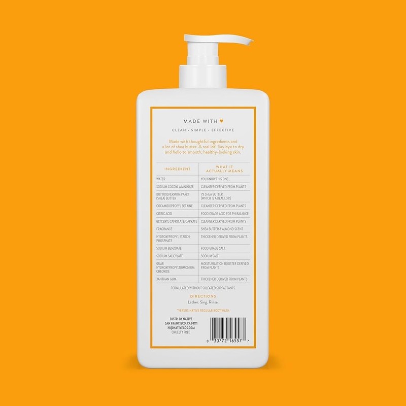 Natural moisturizing body wash contains ingredients derived from sulfated paraben