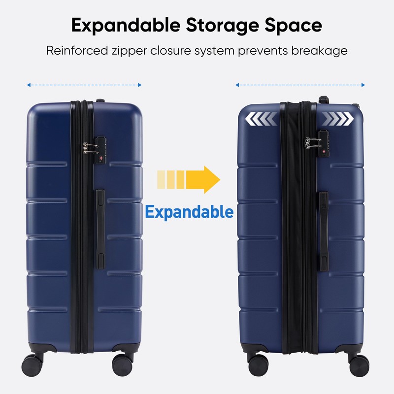 OLIXIS Central Hardside Expandable Luggage with Spinner Wheels, Blue, 24