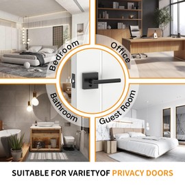 Amerdeco 1 Pack Matte Black Interior Privacy Door Handles, Heavy Duty Interior Bedroom Door Lever, Door Handles Interior for Bathroom AM0031