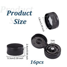 OLYCRAFT 16Pcs 38/400 Black Flip Top Caps With 0.4 Inch Orifice Replacement Flip-Top Dispensing Fliptop Lid Drip Reusable Plastic Bottle Cap for Squeeze Bottle Lids Inner Diameter 35mm
