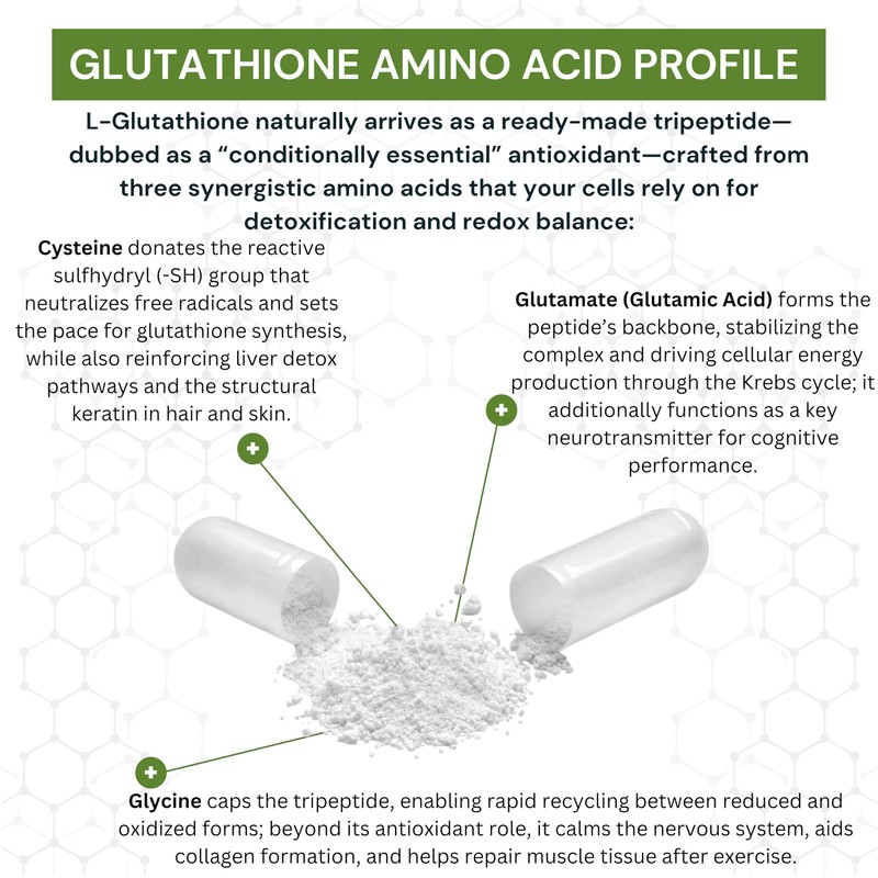 Glutathione 725mg Per Capsule OrganiMAXX L-Glutathione One A Day capsules.