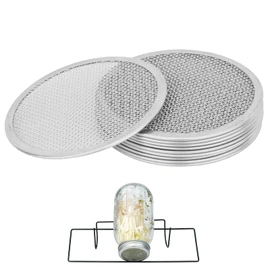 QSYZAIL 10 Pcs Sprouting Lids for Mason Jar 2.75 Inch Regular Mouth 304 Stainless Steel Screen Filter Strainer Lid