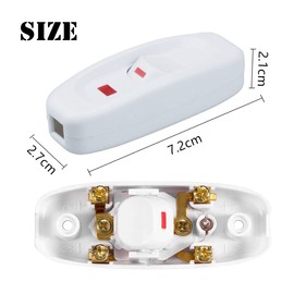 2 Pieces Light Switch AC 250V 10A Inline Cord Switch with LED Indicator Light Single Pole ON/Off Switch for Table Lamp Electrical Cord (White)