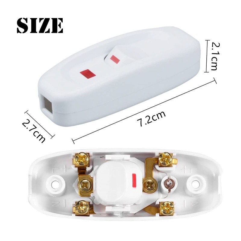 2 Pieces Light Switch AC 250V 10A Inline Cord Switch
