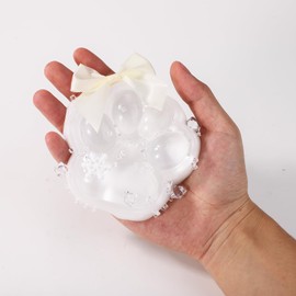 Gosknor 11 cm Large Squishy Toy with Cat Paw, Super Soft Stress Relief Squishy Toy, Kawaii Sensory Cat Paw Mochi Toy for Adults (White Bow Snowflake Pearl)