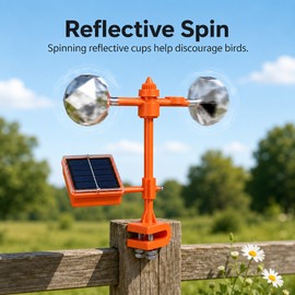 Solar Bird Repeller with Reflective Wind Spinner and Audible Sounds – Adjustable Outdoor Deterrent for Gardens, Orchards and Farms