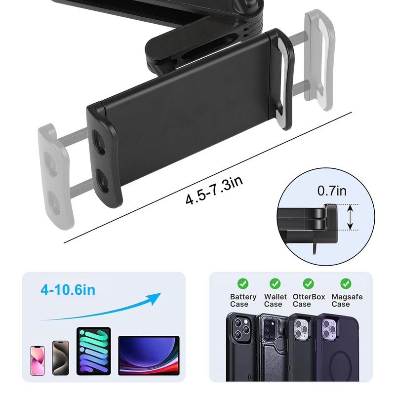Linkstyle Tablet Holder Car Headrest, Universal 360° Rotation Phone Headrest