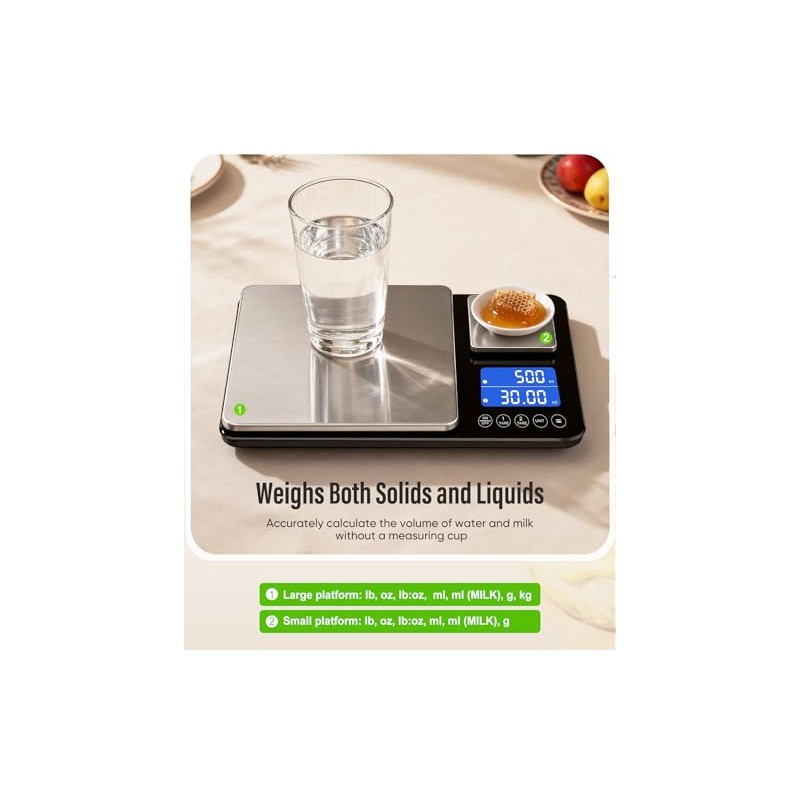 Digital Dual Platform Kitchen Scale, 33 lb Large & 1.1
