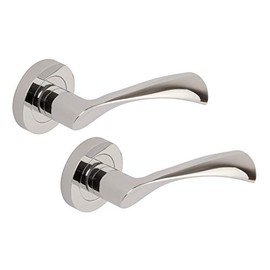 Excel Architectural XL3840 Aztec Passage Door Handles on Round Rose, Polished Chrome