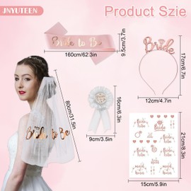 5 Pack Bride To Be Sash Set, Bride To Be Sash and Veil Rose Gold Bride To Be Headband Tiara, Bachelorette Party Bride To Be Kit for Bachelorette Party Supplies Bridal Shower