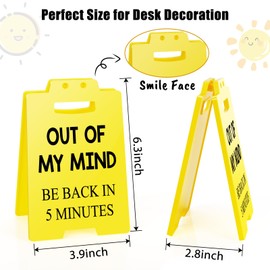 MBL Funny Office Desk Sign - Out of My Mind Be Back in 5 Minutes, Small Fun Gag Cubicle Decor Gifts for Team Coworker Teammate Employee Hr