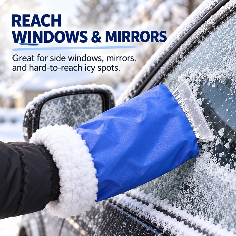 Car Ice Scraper Mitt for Winter – ABS Windshield Snow