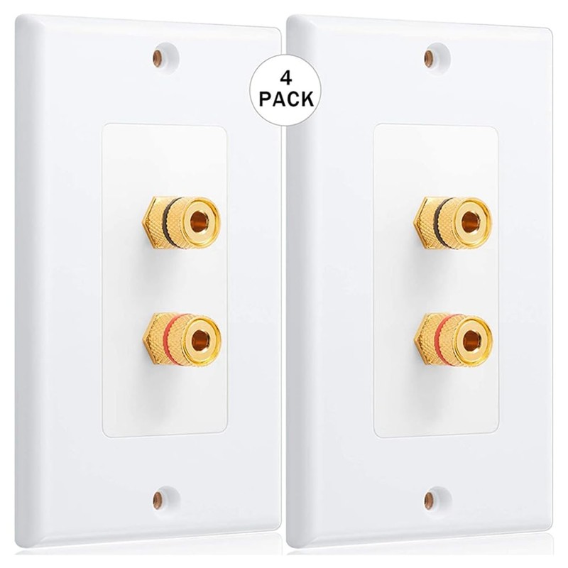 8 Pack Single Gang 1.0 Speaker Wire Wall Plate (Banana
