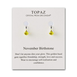 Philip Jones November (Topaz) Birthstone Clip On Earrings Created with Zircondia® Crystals