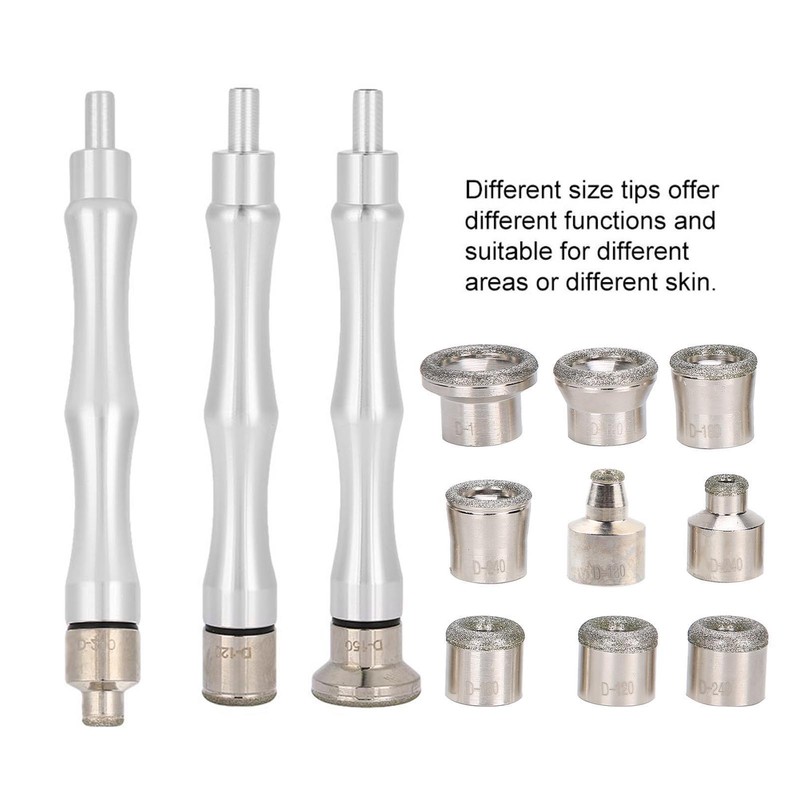 Replacement Diamond Microdermabrasion Dermabrasion Tips with Handle Stainless Steel Filter