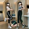 Women's Summer Side Slit Striped Micro 7/8 Length Yoga Pants Lightweight White Stripe + 2XL 5ea