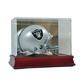 SAFTGARD SUPPLIES Deluxe Acrylic Wood Base Mini Helmet Display Case w/ Mirror Back