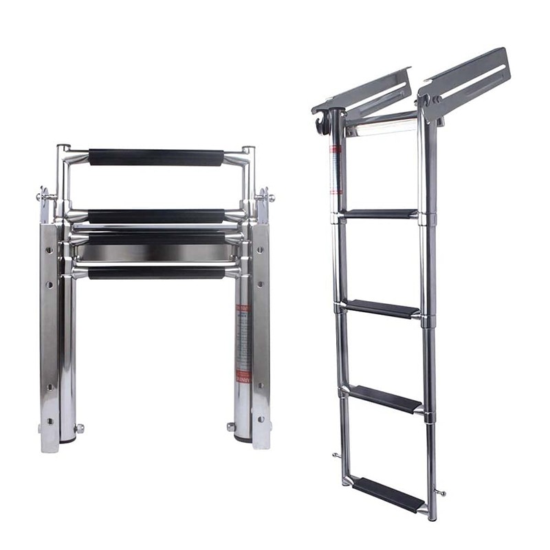 4-Step Ladder Stainless Steel Under Platform Sliding Ladder Boat Boarding
