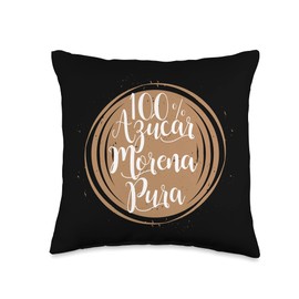 100% Brown Sugar Gift Black Pride Tees Co. Pura Azucar Morena Regalo 100% Brown Sugar Spanish Throw Pillow, 16x16, Multicolor