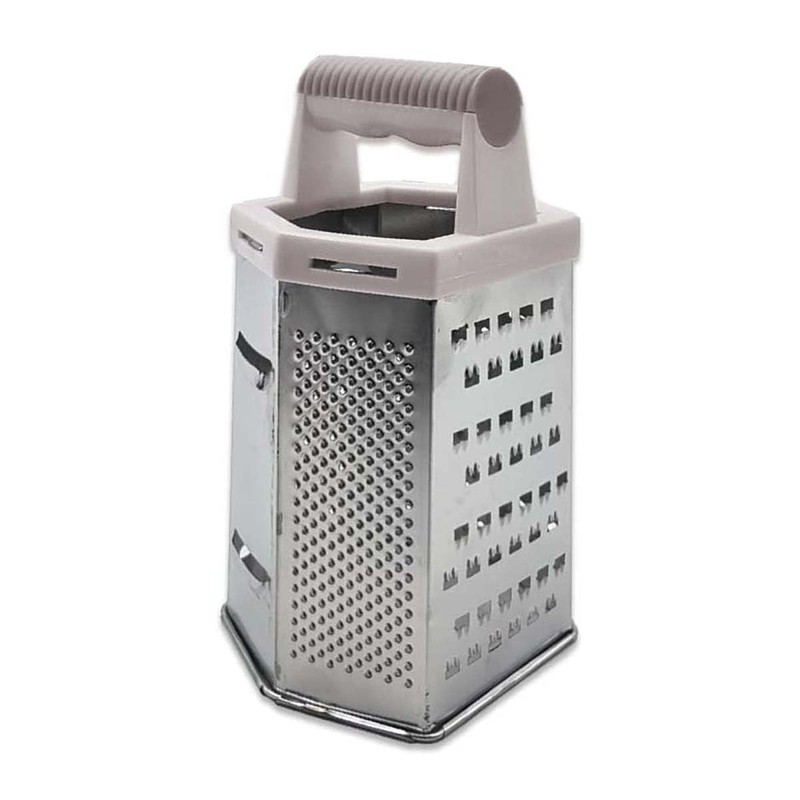 Six Sided Food Grater with Handle – Multi-Surface Metal Grater