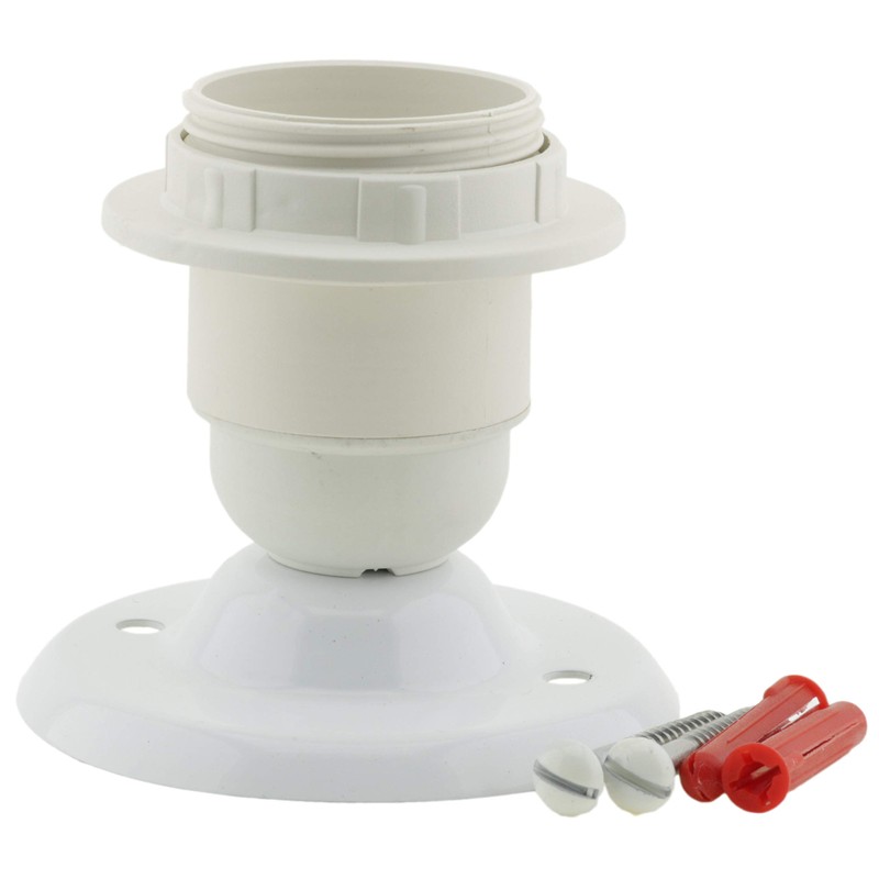 E27 Batten Bulb Holder (lampholder) in Off-White for Ceiling or