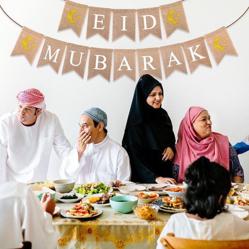 LUWREVC Ramadan Decorations, 3PCS Ramadan Mubarak Banner Eid Decorations For